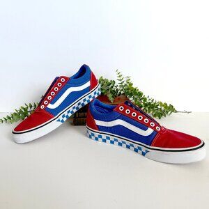 Vans Ward Low Top Skate Shoes Red White Blue Size 10